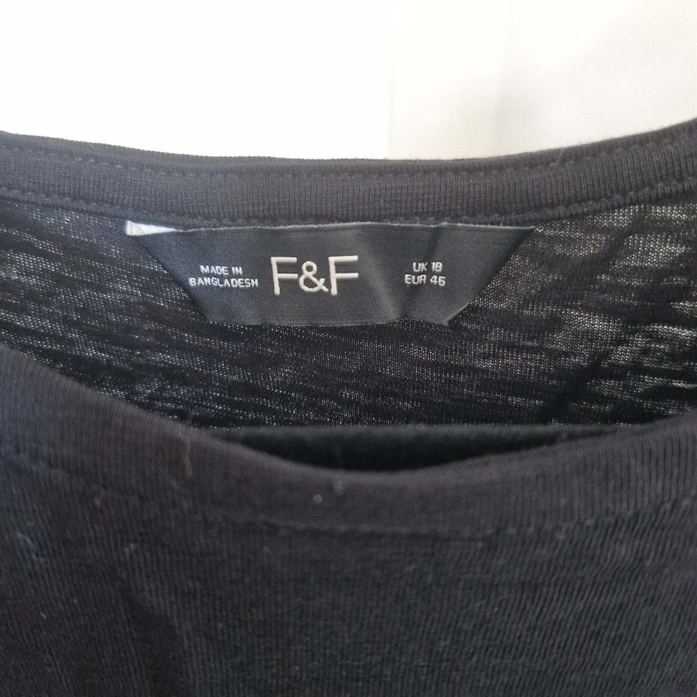 F&F Black Maxi Dress with Puff Sleeves - Picture 2 of 2